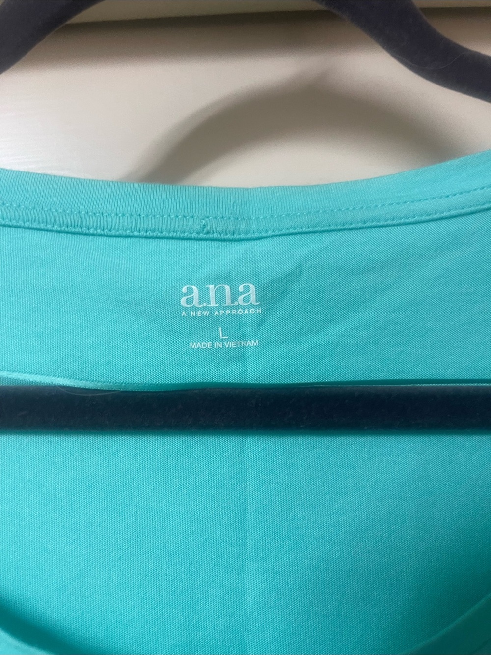 a.n.a Teal Short Sleeve Top with Scalloped Lace Hem - Picture 2 of 4